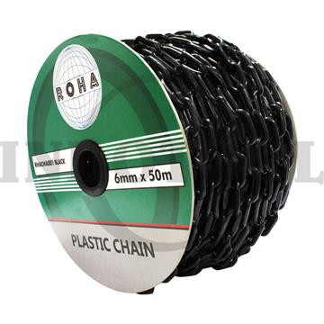 Rantai Plastik 6mm x 50m Plastic Chain ROHA - Hitam