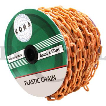 Rantai Plastik 6mm x 50m Plastic Chain ROHA - Orange