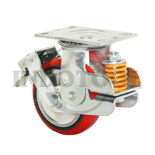 RODA TROLI / TROLLEY REM 6 INCH 150X50MM - PU CASTER MERAH ROHA