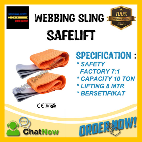 Webbing Sling Belt / Tali Angkat 10 Ton x 8 Meter SAFELIFT Double Ply