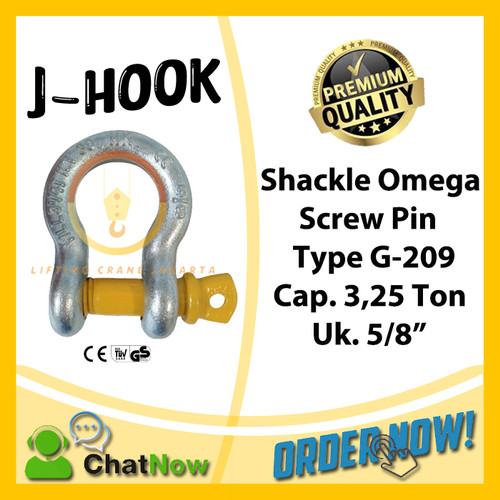 Shackle Omega Bow Sackle G209 3,25 Ton - 5/8" Segel Screw Pin