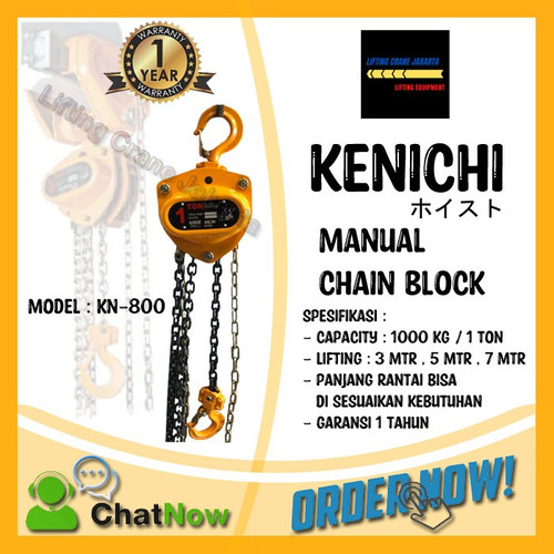 KENICHI Chain Block Takel Manual 1 Ton 7 METER "JAPAN"