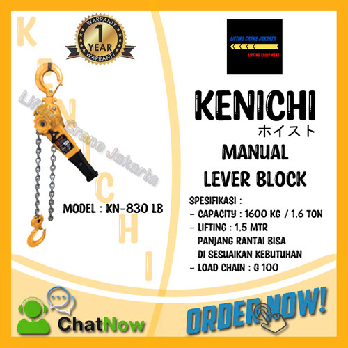 KENICHI Lever Block Lever Hoist Kotrek Rantai cap. 1,6Ton x 1,5Mtr