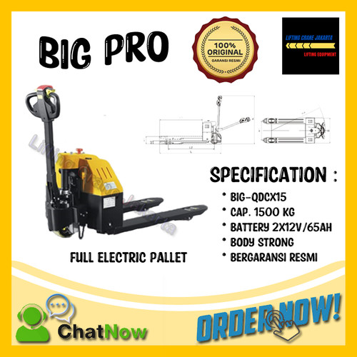 HAND PALLET ELECTRIC PALLET MOVER CAP 1.5 TON / 1500 Kg BIGPro