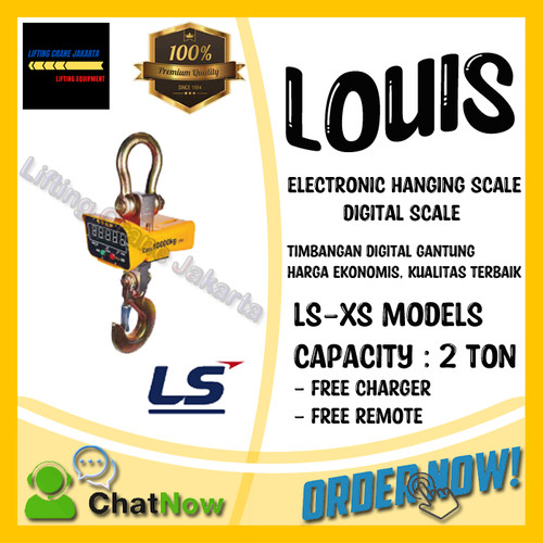 Digital Crane Scale Timbangan Digital Gantung Cap 2 Ton Model LS - XS