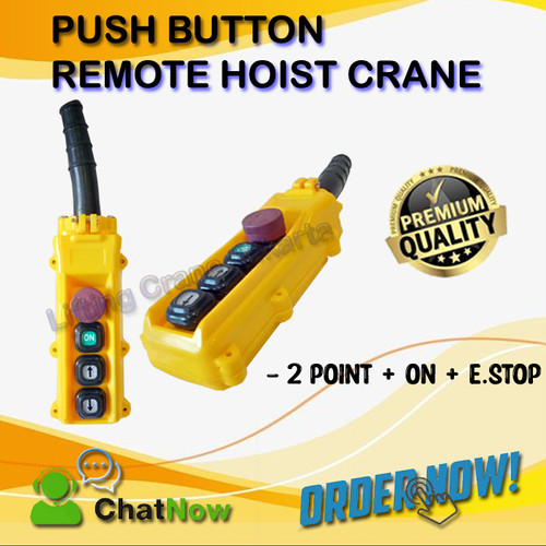 Remote Control Hoist Push Button Single Speed 2Tombol + ON + E.Stop