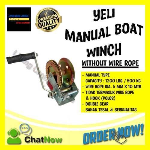 Hand Winch Manual Boat Winch Capacity 1200Lbs without Wire Rope YELI