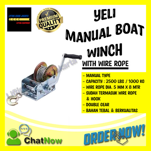 Hand Winch Manual Boat Winch Capacity 2500Lbs + WIre Rope YELI