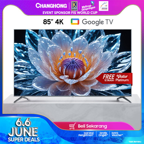 Changhong 85 inch Google TV Smart TV 4K UHD MEMC-Dolby Atmos-Dolby Vision Digital TV (U85F8T PRO)