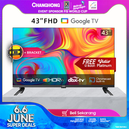 【Google TV】CHiQ 43 inch Smart TV HDR10 Digital (L43G7P Pro) +Bracket