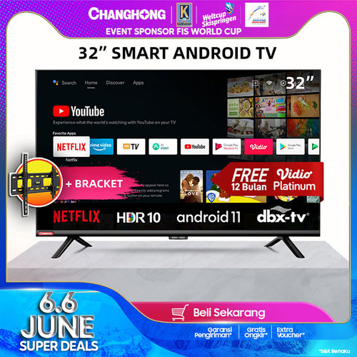 Changhong 32 Inch Android 11 Smart TV Digital LED TV L32G7N +Bracket