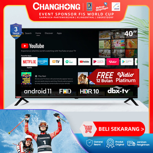 Changhong 40 Inch Newest Android 11 Smart TV Digital LED TV FHD L40G7N