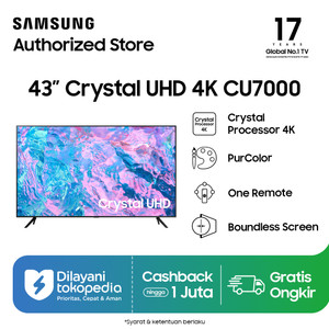 Samsung Smart TV 43" Crystal UHD Crystal Processor 4K - UA43CU7000KXXD