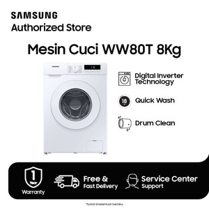 Samsung Mesin Cuci Front Loading 8 Kg Quick Wash 18" - WW80T3040WW/SE