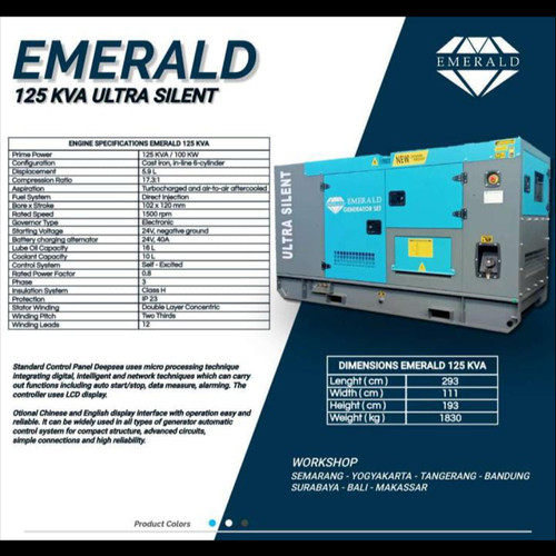 Genset 125 KVA Silent Diesel Emerald EG125W Japan Tech