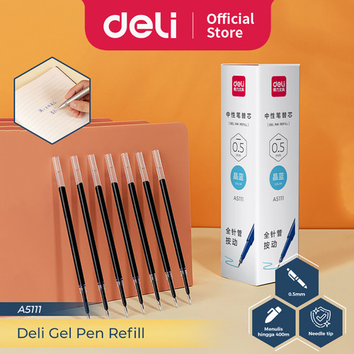 Deli Gel Pen Refill / Isi Ulang Tinta Pen Cetek 0.5 mm Isi 20 pc A5111