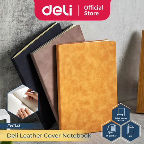 Deli Leather Cover Notebook A5 96 lembar Soft Cover Profesional EN114L