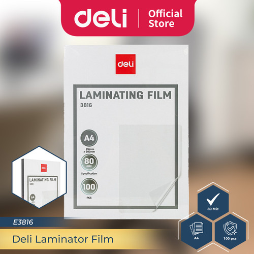 Deli Plastik Laminating Pouch A4 Tebal 80 MIC Isi 100 lembar E3816