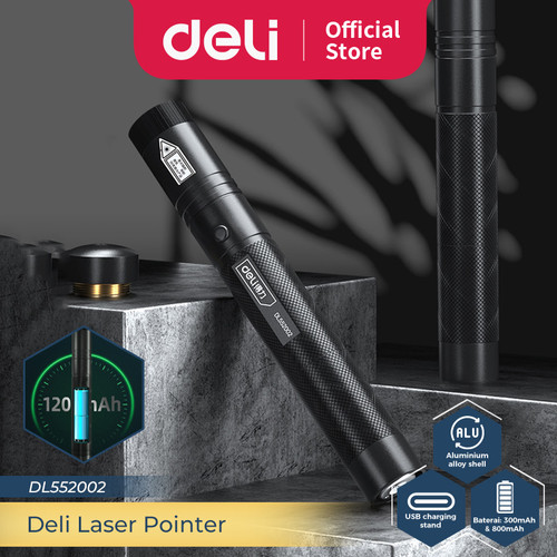 Deli Laser Pointer Senter Laser 3B Sinar Hijau Rechargeable DL55200X