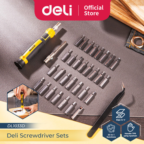 Deli Screwdriver Set Obeng 33 Pcs Cr-V Steel Multifungsi DL1033D