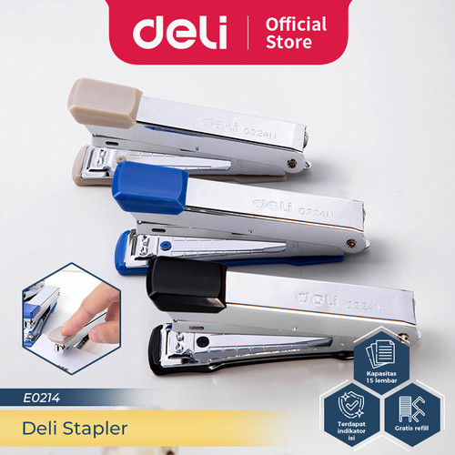 Deli Stapler Staples Hekter #10 Kapasitas 15 Lembar + Refill E0214