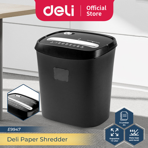 Deli Penghancur Kertas Paper Shredder Kapasitas 8 Lembar 15 Ltr E9947