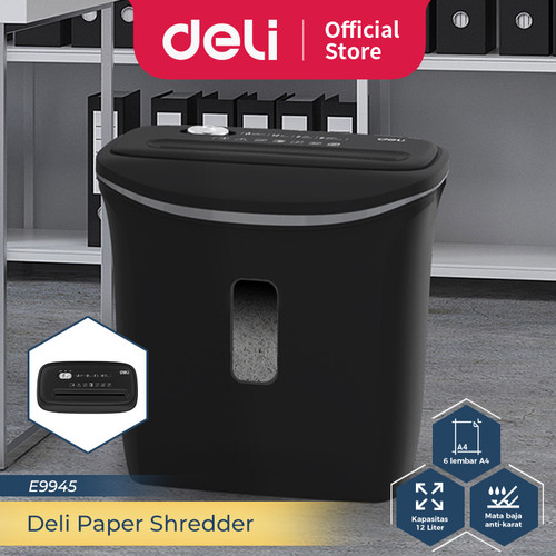 Deli Penghancur Kertas Paper Shredder Kapasitas 6 Lembar 12 Ltr E9945