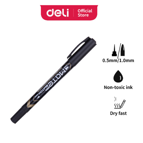 Deli Permanent Marker / Spidol Permanen Tip Ganda 12 pcs EU104X0