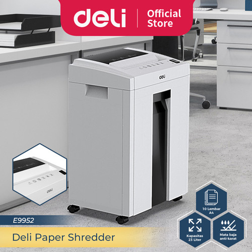 Deli Penghancur kertas Paper Shredder kapasitas 10 lembar 23 ltr E9952