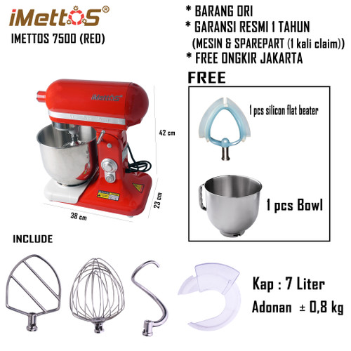 MIXER | pengaduk adonan | mixer roti IMETTOS -7500 (RED)