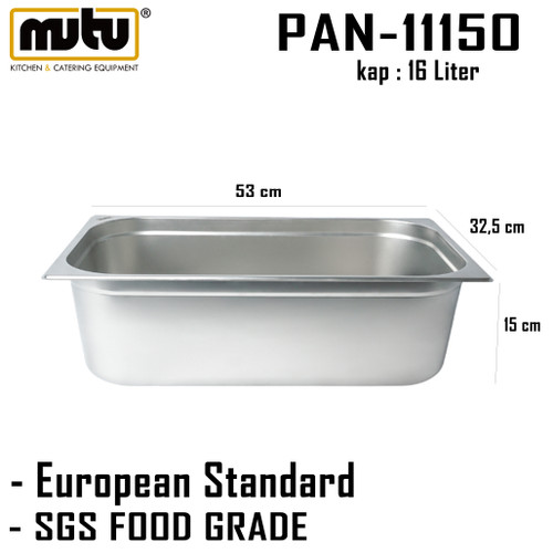 food Pan 1/1 |tempat peyaji makanan  stainless steel Mutu PAN-11150