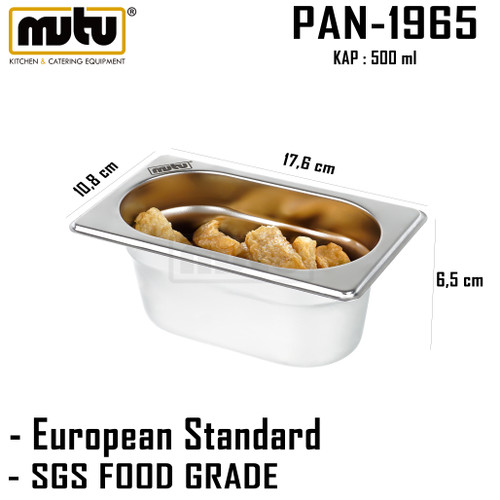 food pan 1/9 kedalaman 6,5 Stainless steel Mutu PAN-1965