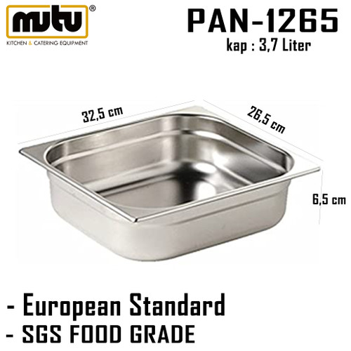 food pan 1/2 tinggi 6,5 cm stainless steel Mutu PAN-1265