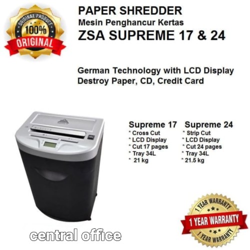 Shredder/penghancur kertas zsa supreme 17-24