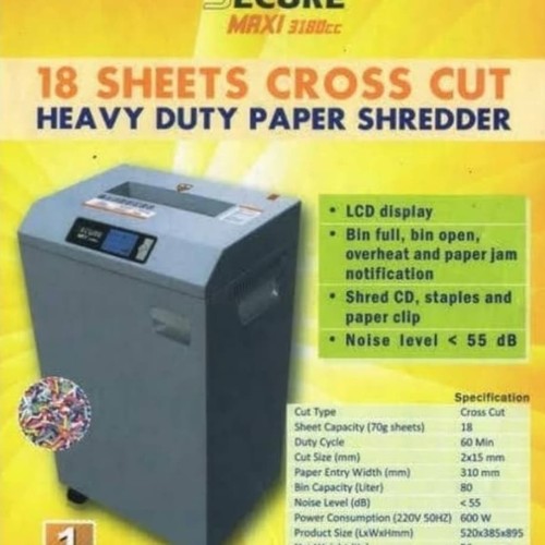 Shredder SECURE Maxi 3108 CC free ongkir untuk Wilayah Dki jakarta