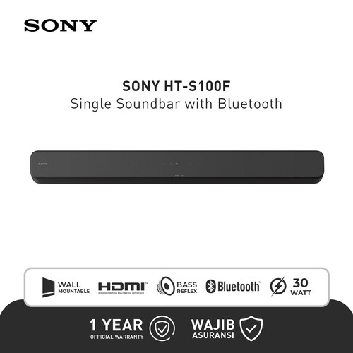 Sony HT-S100F Soundbar Tunggal 2ch Bluetooth - Black Original