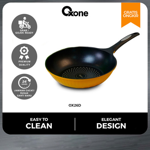 Oxone OX26D Deep Frypan Panci Wook Diamond Coating 26cm