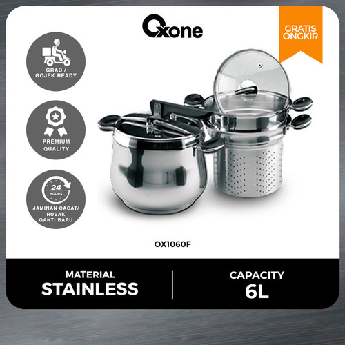 Oxone OX1060F Presto Panci Pressure Cooker 5 in 1 6L Stainless