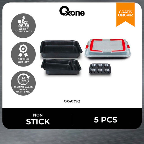 Oxone Baking Set Kotak 5pcs OX403SQ/NonStick/Mudah Dibersihkan/Terbaru