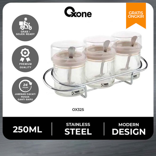 Oxone OX325 Toples Bumbu Makanan Condiment Jar Stainless 250 ml