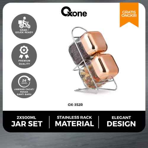 Oxone Rosegold Cube Storage Jar 2 Pcs OX-352R