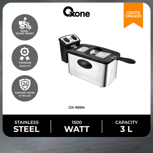 Oxone OX989N Penggorengan Deep Fryer 3L Stainless Steel Premium