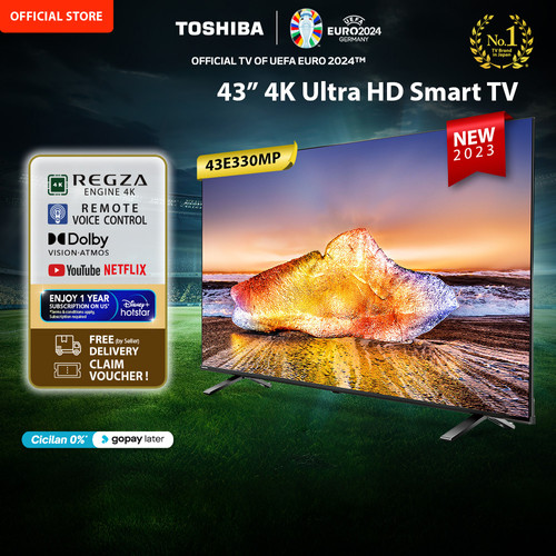 Toshiba TV 43" 4K Smart TV - Dolby Vision Netflix/Youtube - 43E330MP