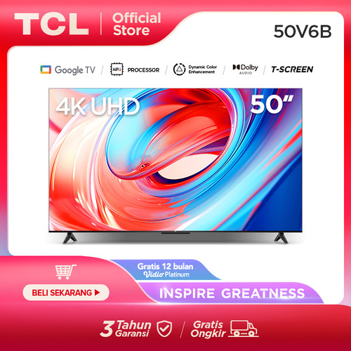 TCL 50" 4K UHD Google TV - T-Screen - Dolby Audio - HDR10 (50V6B)