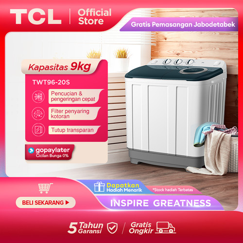 TCL MESIN CUCI 9KG TWIN TUB - TWT96-20S