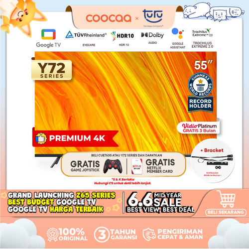 [+BRACKET] COOCAA 55 Inch Smart LED TV - Flicker Free (COOCAA 55Y72)