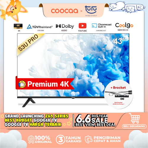 [+BRACKET]COOCAA 43 inch Smart TV-4K UHD-Dolby Audio (Coocaa 43S3UPRO)