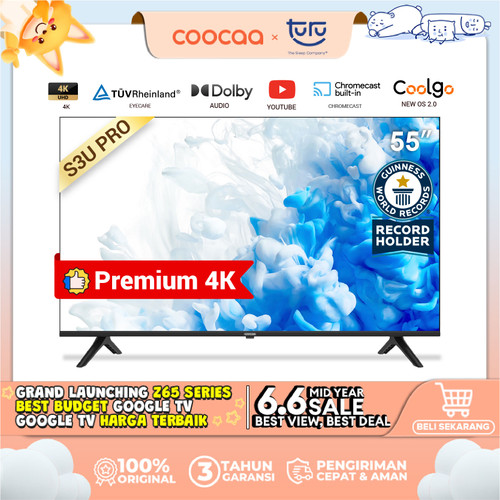 COOCAA 55 inch Smart TV-4K UHD-Dolby Audio (Coocaa 55S3UPRO)