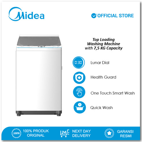 Midea Top Load Washing Machine 7.5kg - MA100W75 - One Touch Smart Wash