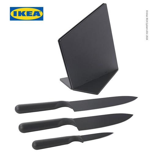 IKEA JAMFORA Tempat Blok Pisau Dengan Pisau Set Isi 3pcs